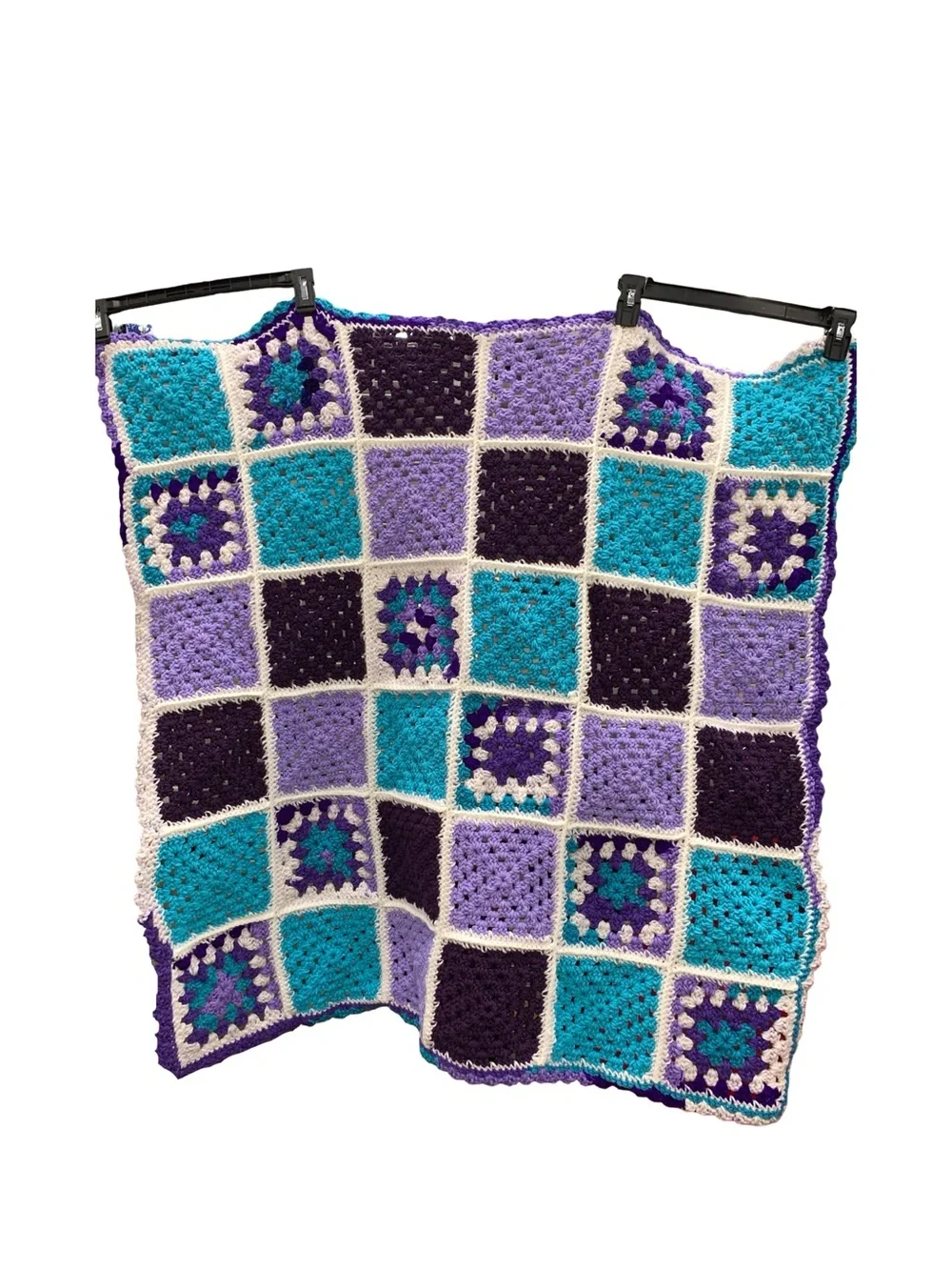 Handmade Crochet Afghan Baby Blanket Classic Granny Square Pattern